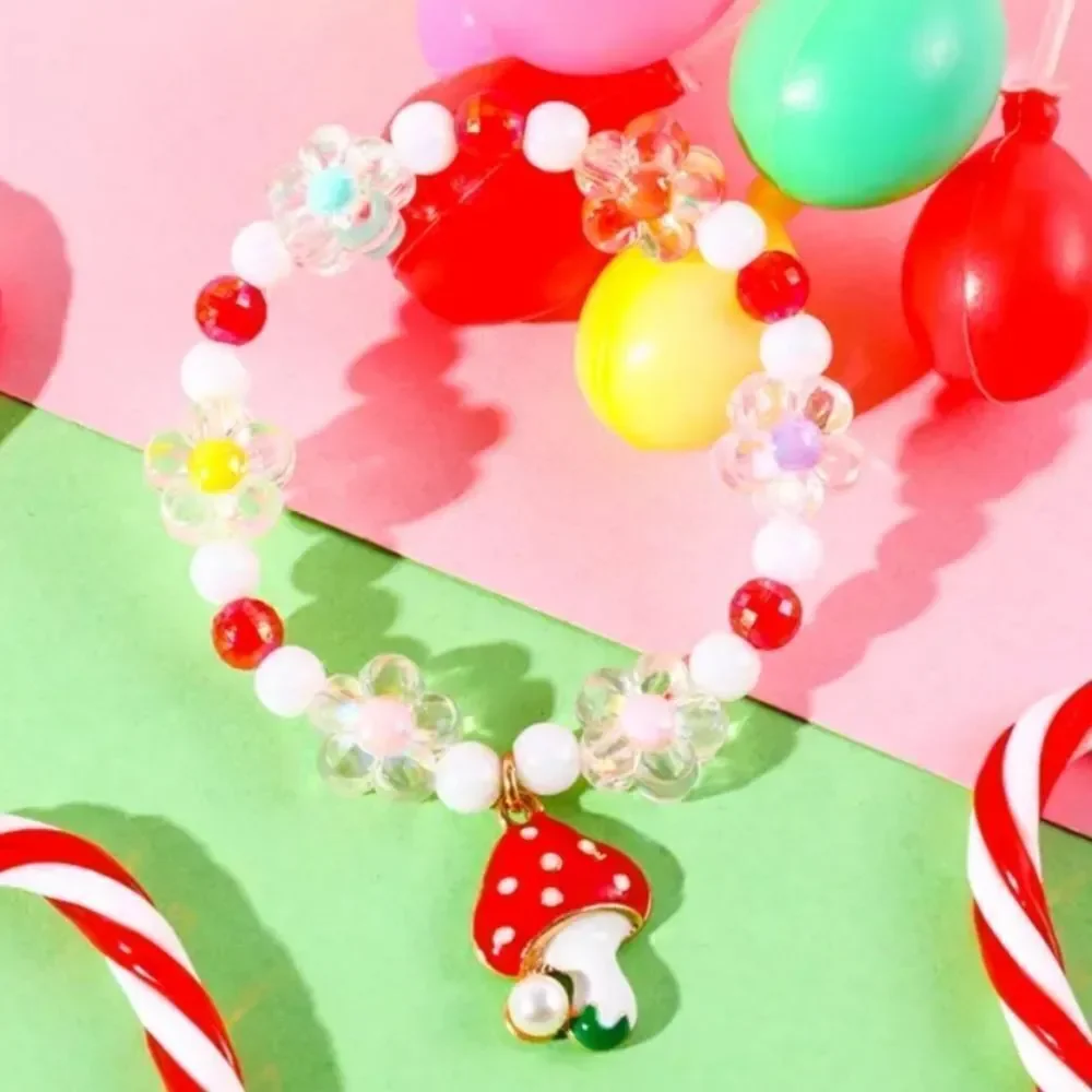 Girls alloy mushroom pendant bracelet